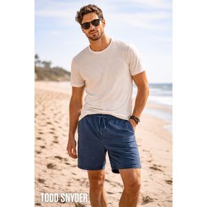 TODD SNYDER New York Blue Drawstring Casual Shorts  Mens Size Large